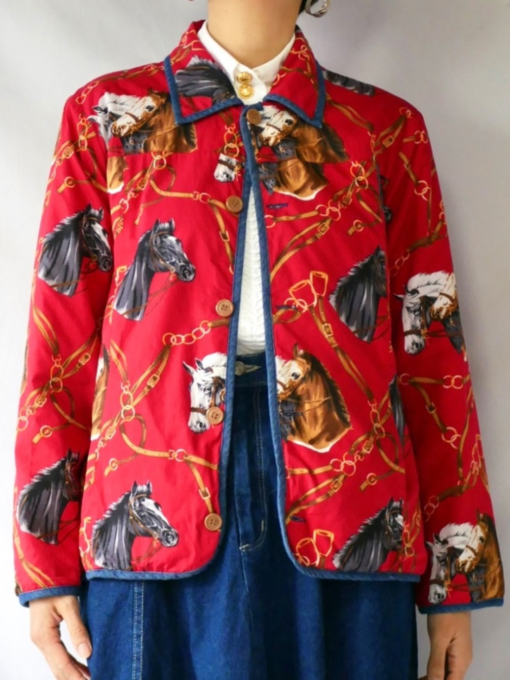 ANNE CARSON Vintage Equestrian Jacket Reversible, With Pockets Size Medium